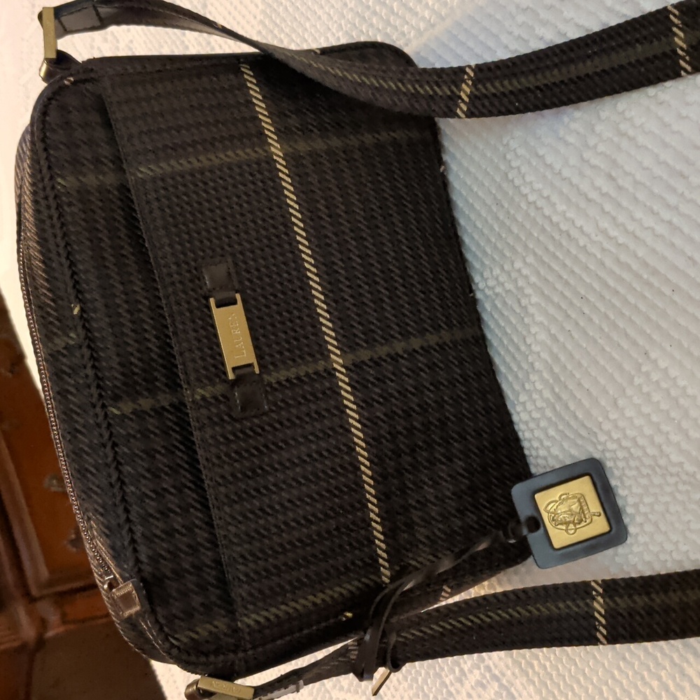 Lauren Ralph Lauren Black and Tan Shoulder Bag